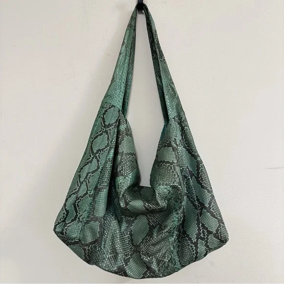 Pellessimo Paris Exotic Green Python Snakeskin Shoulder Hobo Bag - Picture 4 of 5